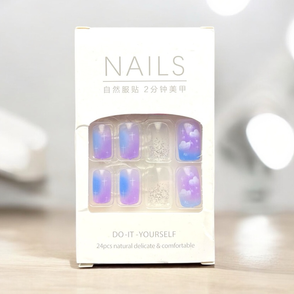 Glitter Clouds Nails